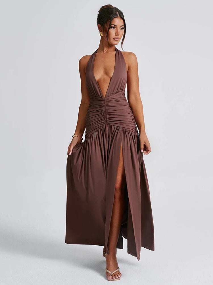 Bianca™ | V-Neck Backless Maxi Dress