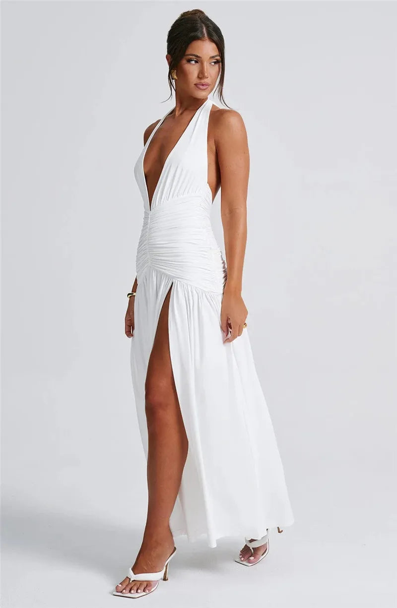 Bianca™ | V-Neck Backless Maxi Dress
