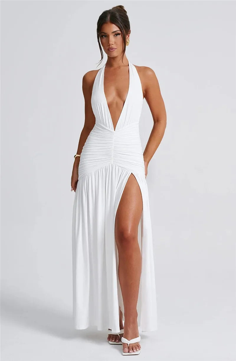Bianca™ | V-Neck Backless Maxi Dress
