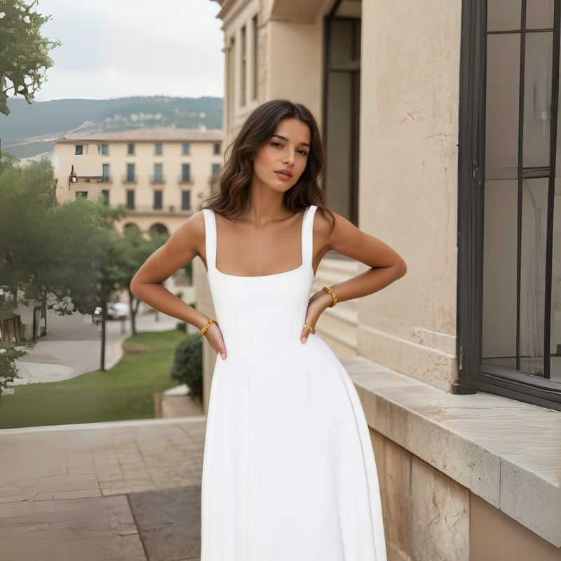 Amélie™ | Sculpted Square-Neck Midi Dress