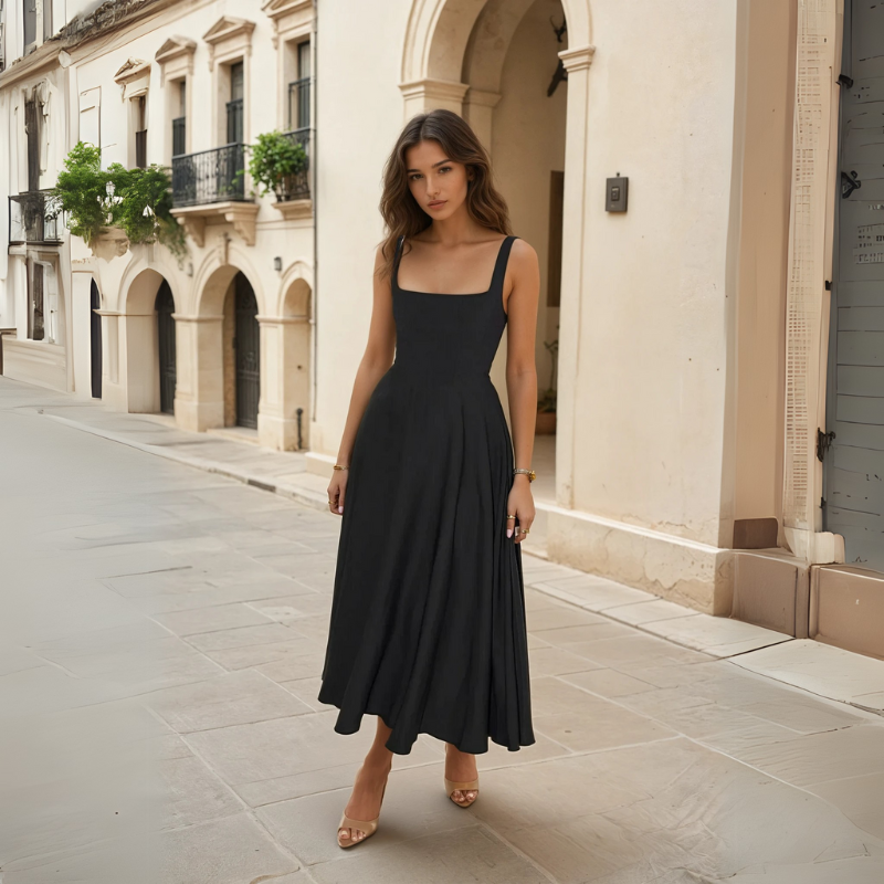 Amélie™ | Sculpted Square-Neck Midi Dress