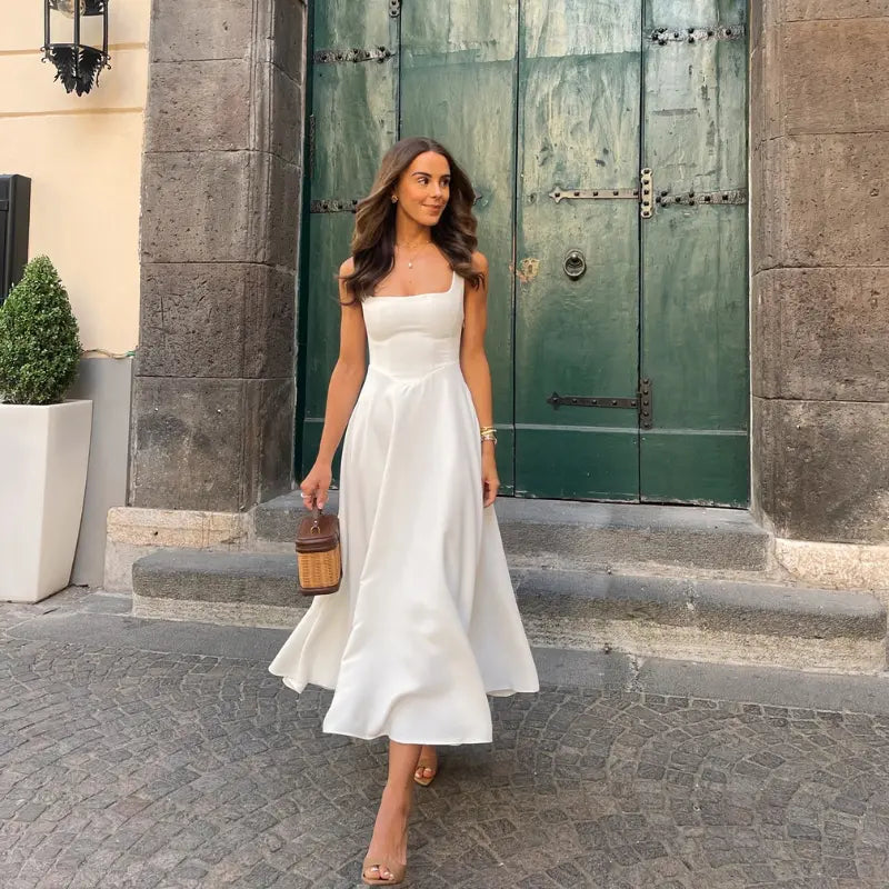 Amélie™ | Sculpted Square-Neck Midi Dress