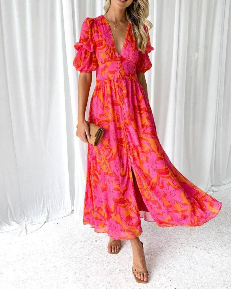 Solena™ | Bold Bloom Maxi Dress