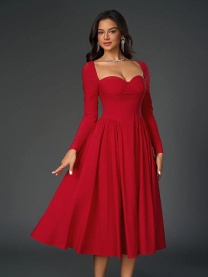 Esme™ | Elegant Long-Sleeve Midi Dress