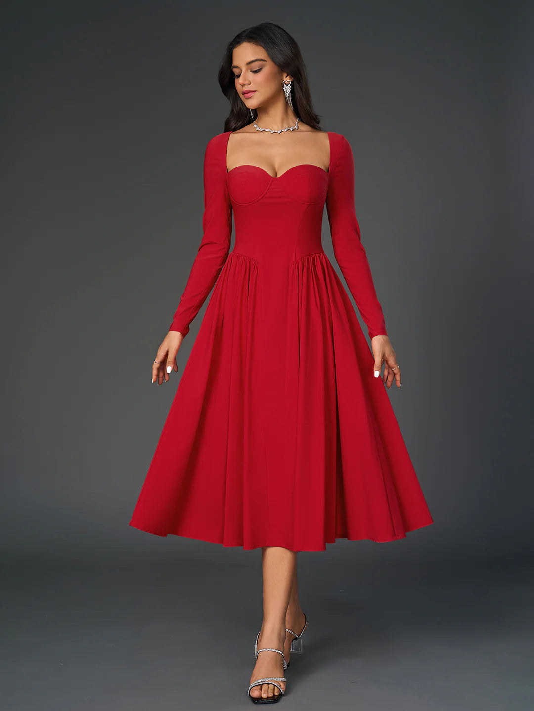 Esme™ | Elegant Long-Sleeve Midi Dress