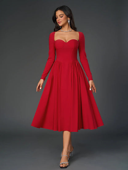 Esme™ | Elegant Long-Sleeve Midi Dress