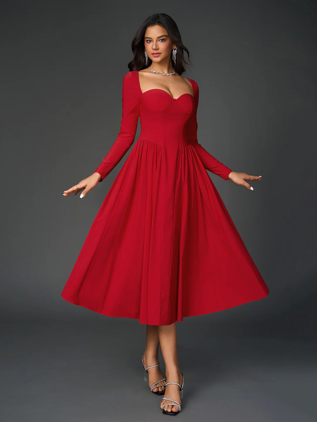 Esme™ | Elegant Long-Sleeve Midi Dress