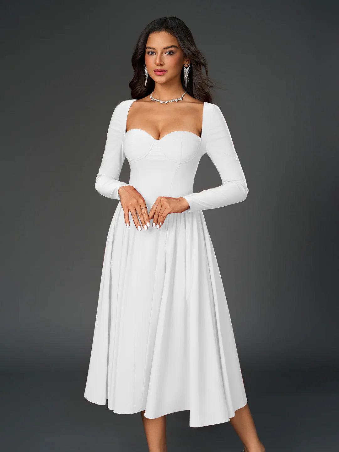 Esme™ | Elegant Long-Sleeve Midi Dress
