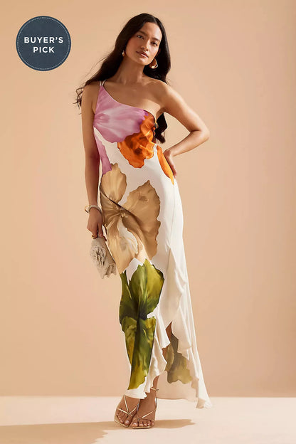 Flora™ | One-Shoulder Floral Maxi Dress