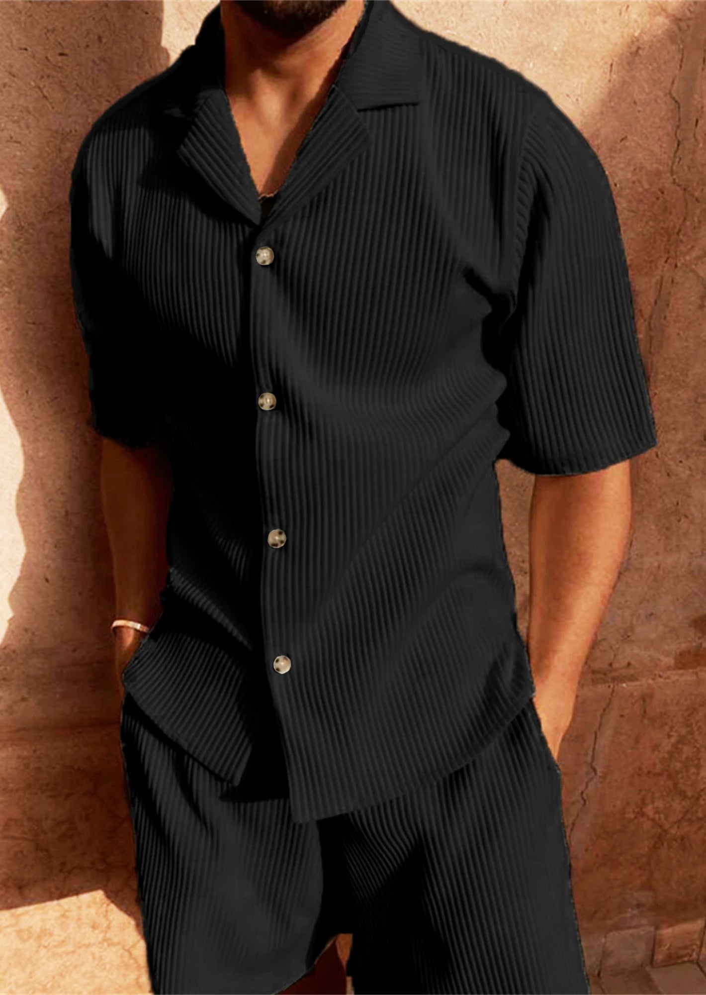 Luke™ | Pleated Shirt & Shorts Set