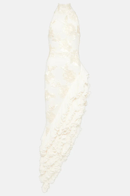Aurora™ | Ruffled Embroidered Asymmetrical Dress