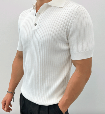 Enzo™ | Ribbed Knit Polo Shirt