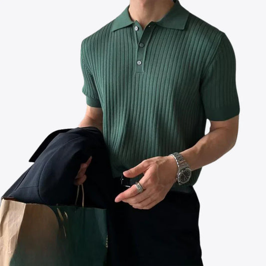 Enzo™ | Ribbed Knit Polo Shirt